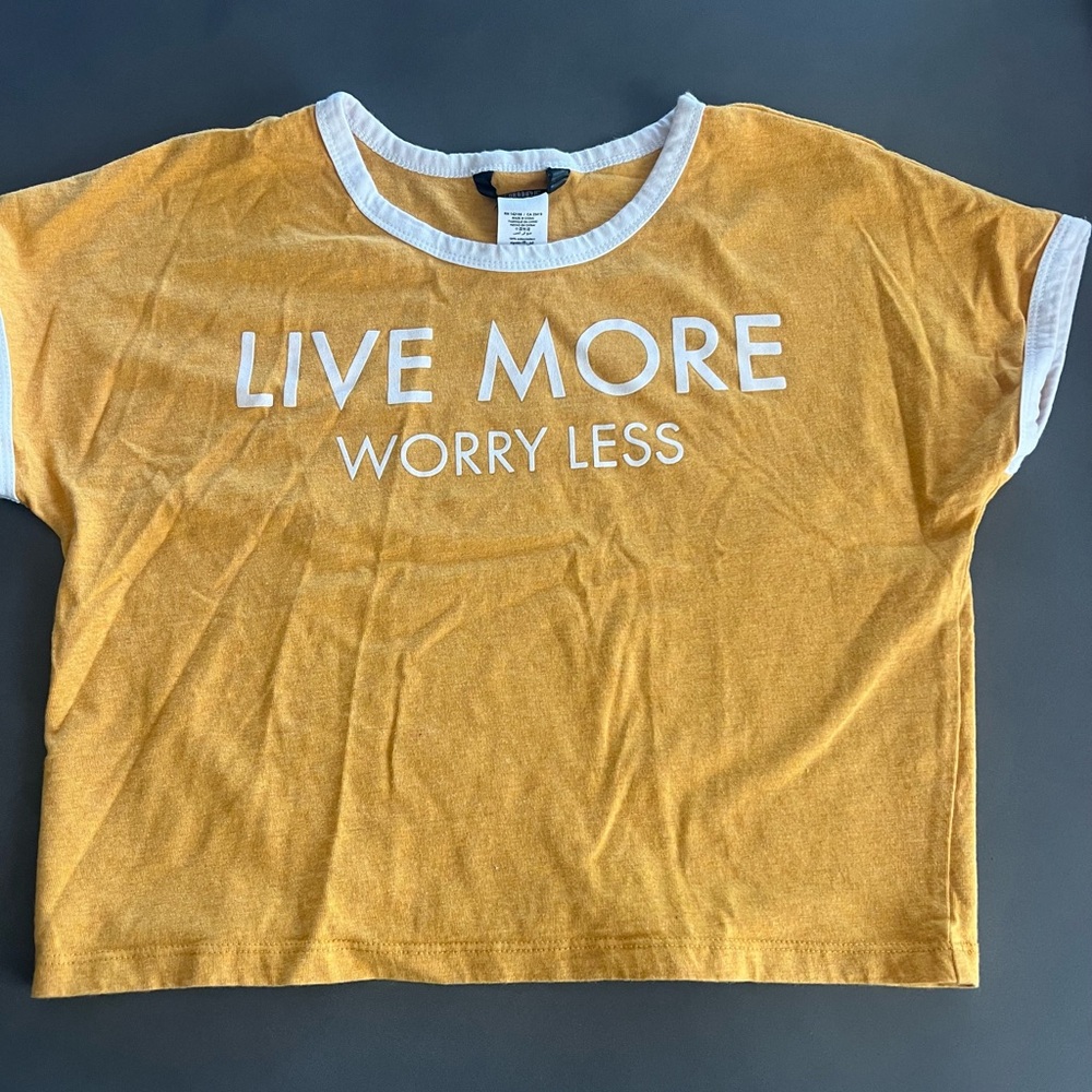 Yellow Graphic Tee with White Trim